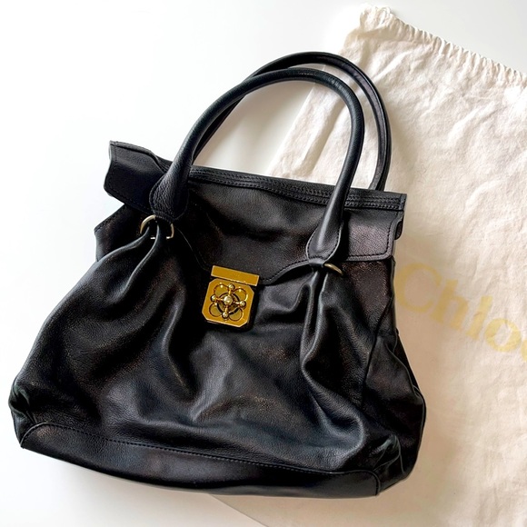 Chloe Handbags - Chloe Black Handbag with Gold Clasp